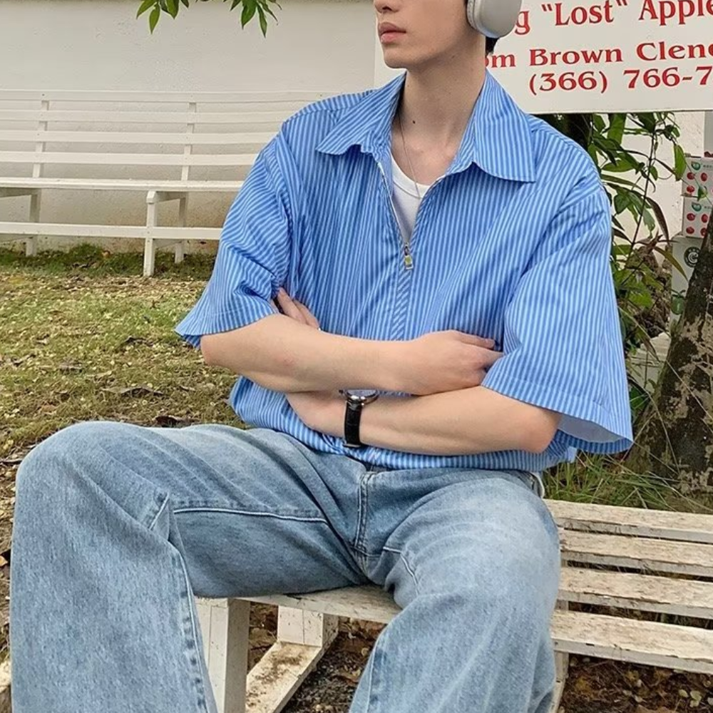 Literary Blue Striped Shirt