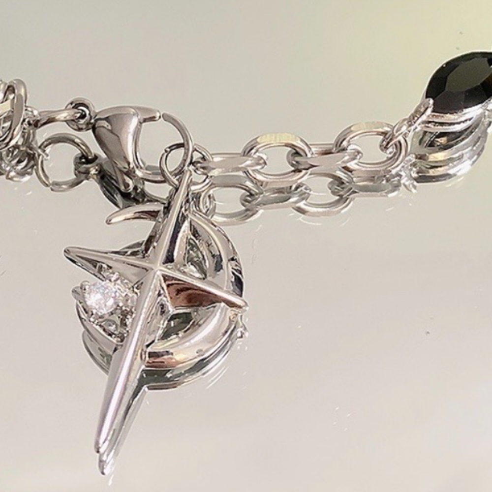 Street Black Gem Star Necklace