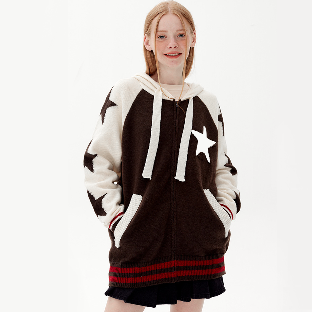 American Retro Stars Cardigan Hoodies