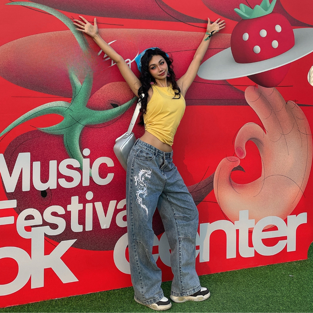 BAGGOUT Street Letters Dragon Embroidered Jeans