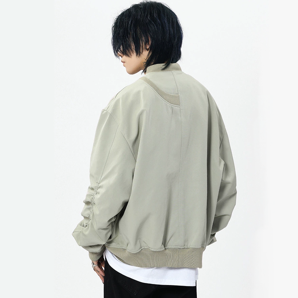 Simple Solid Color Baseball Collar Jacket