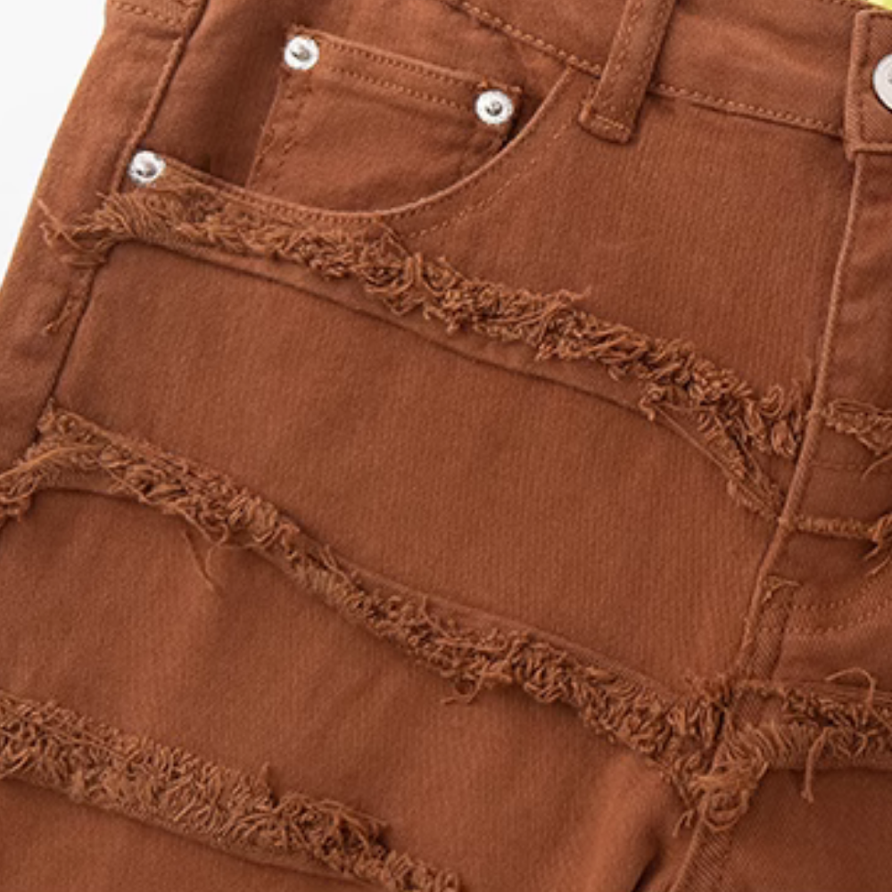 PM | High Street Solid Color Raw Edge Slim Jeans