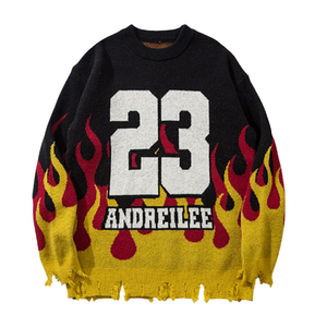 Street Flame Jacquard Embroidered Sweater