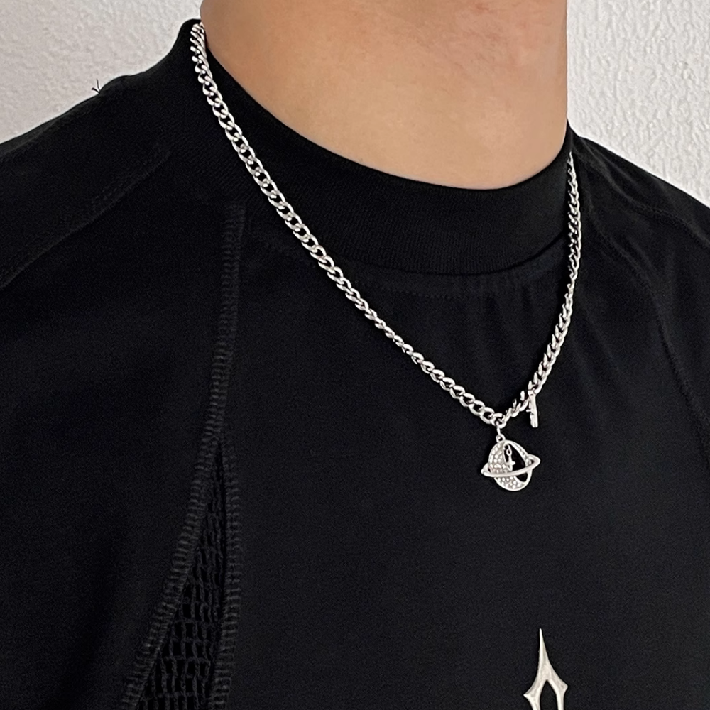 Cross Planet Pendant Necklace