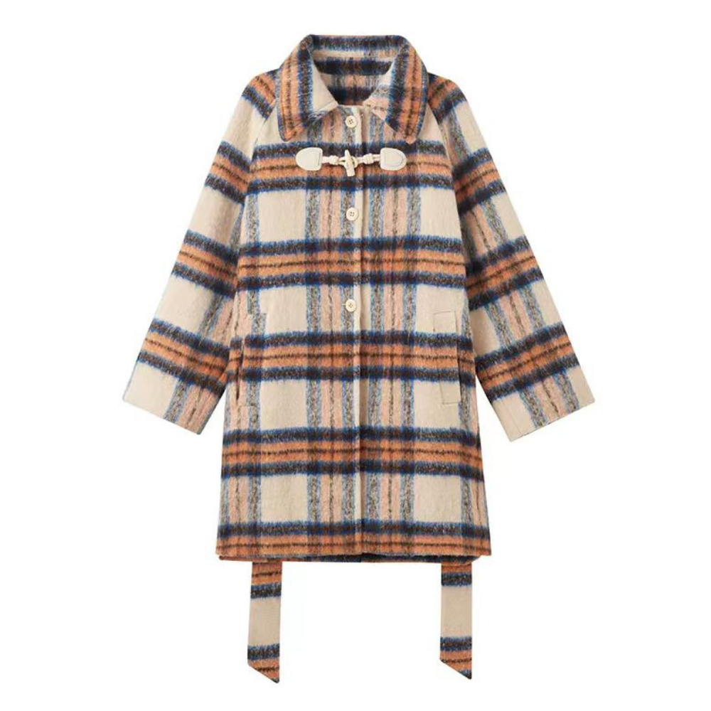 Women's Check Single-breasted Wool Coat