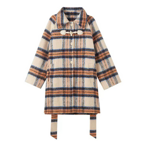 Women's Check Single-breasted Wool Coat