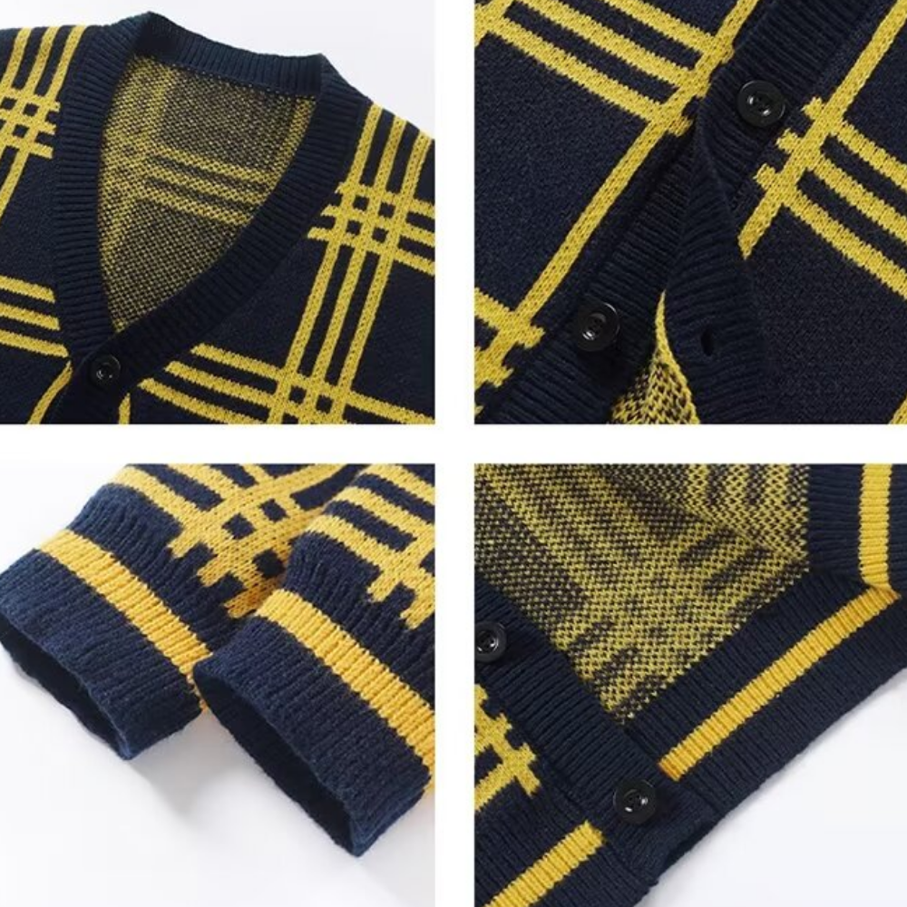 Classic Plaid Knit Cardigan
