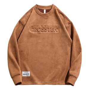 3D Embossed Letter Suede Sweatshirt