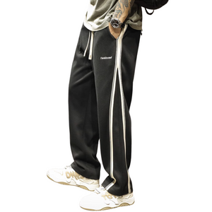 American Slit Striped Loose Sweatpants