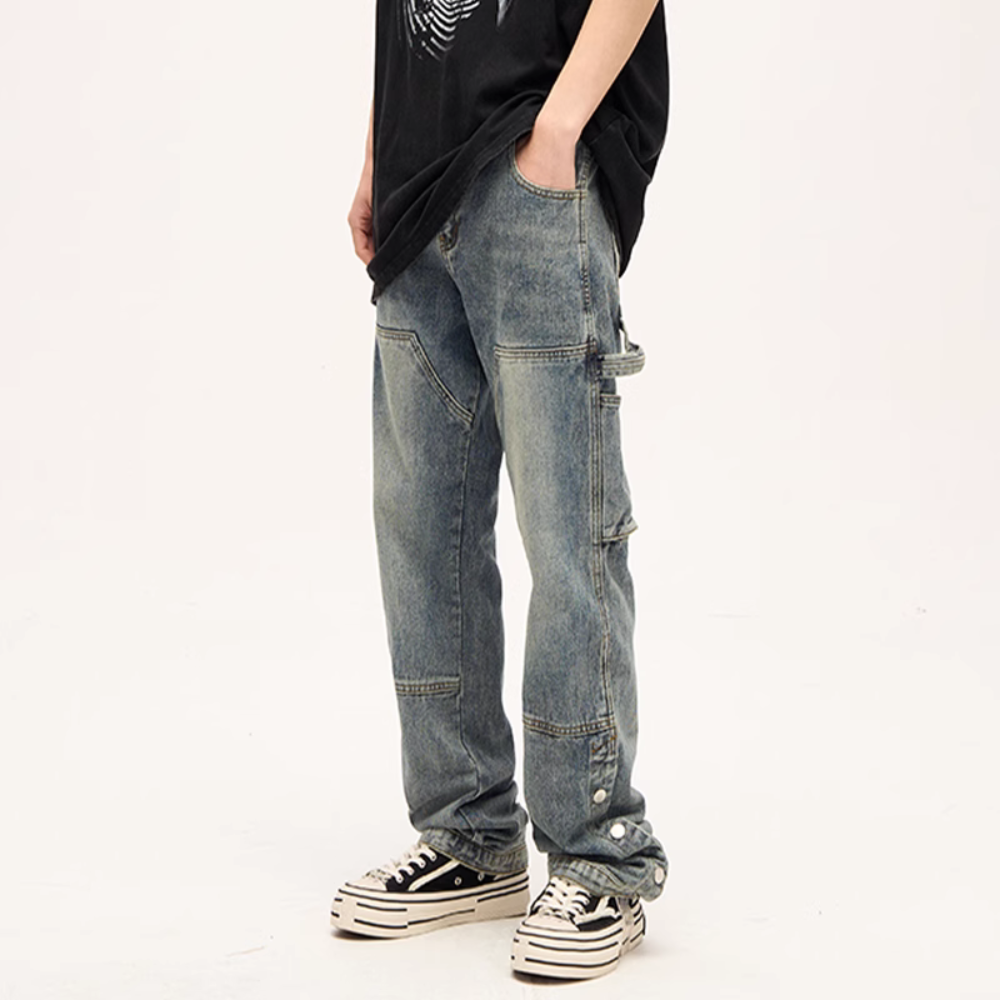 Street Button Panel Jeans