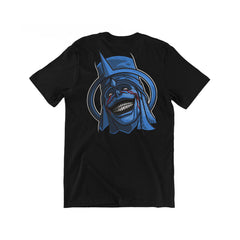 Edgy Embroidered Tee with Evil Samurai Mask and Survival Quote Details