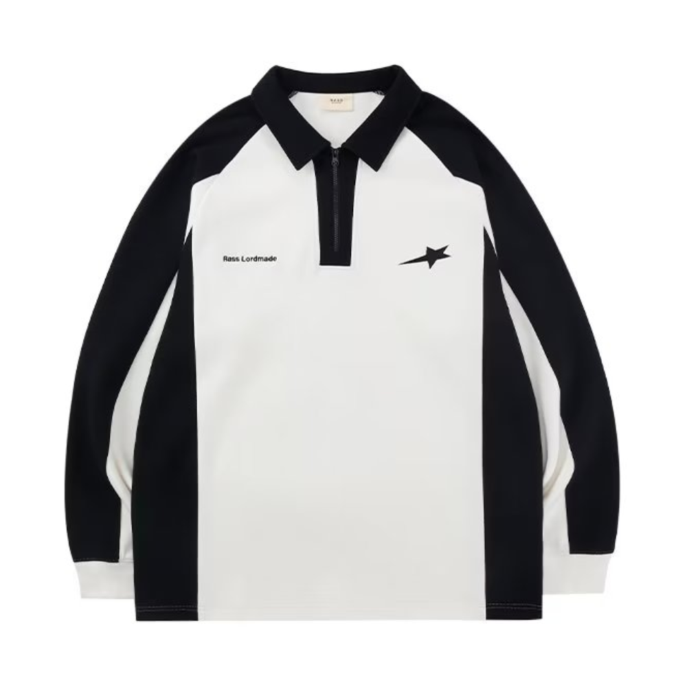 Vintage Star Stitching Lapel Sweatshirt