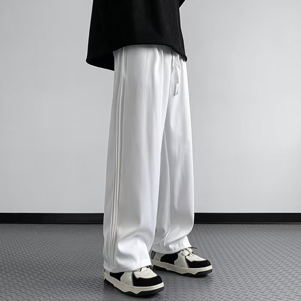 High street Retro Solid Color Straight Sweatpants