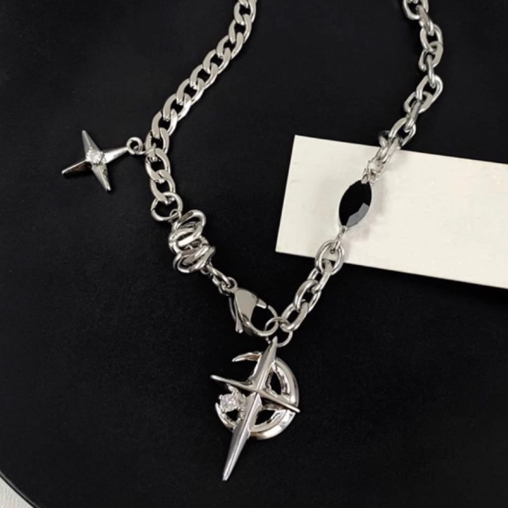 Street Black Gem Star Necklace