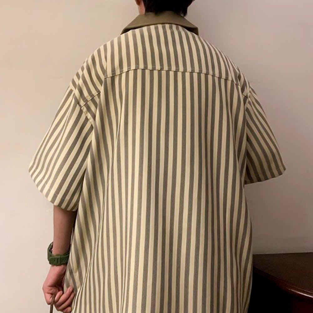 6Kull Preppy Striped Star Embroidered Shirt