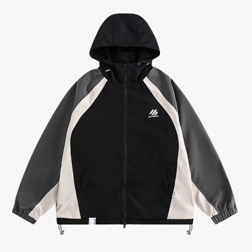 Casual Contrast Color Patchwork Hooded Jacket