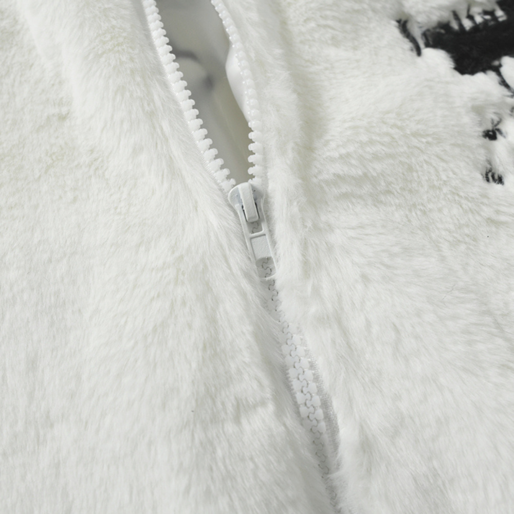Hip Hop Cross Embroidery Fleece Coat