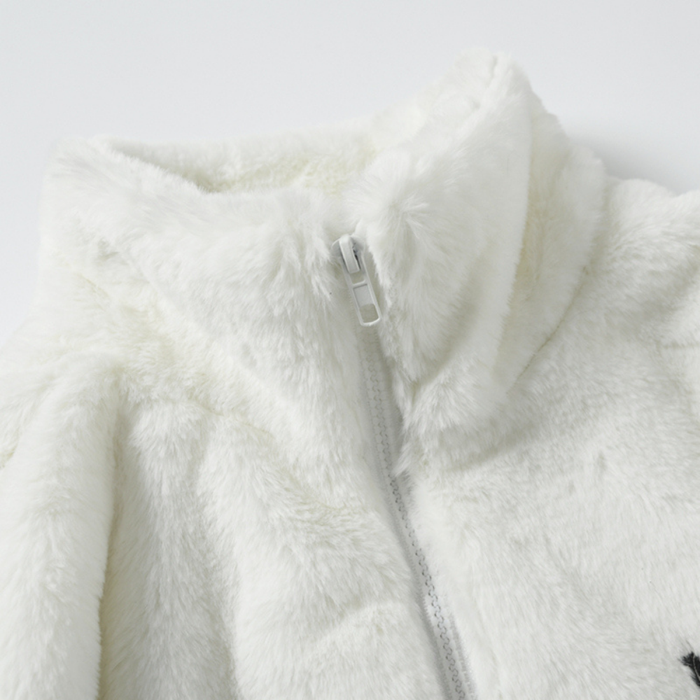 Hip Hop Cross Embroidery Fleece Coat