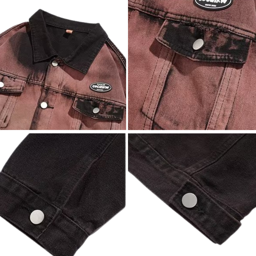 Distressed Tie-Dyed Lapel Jacket