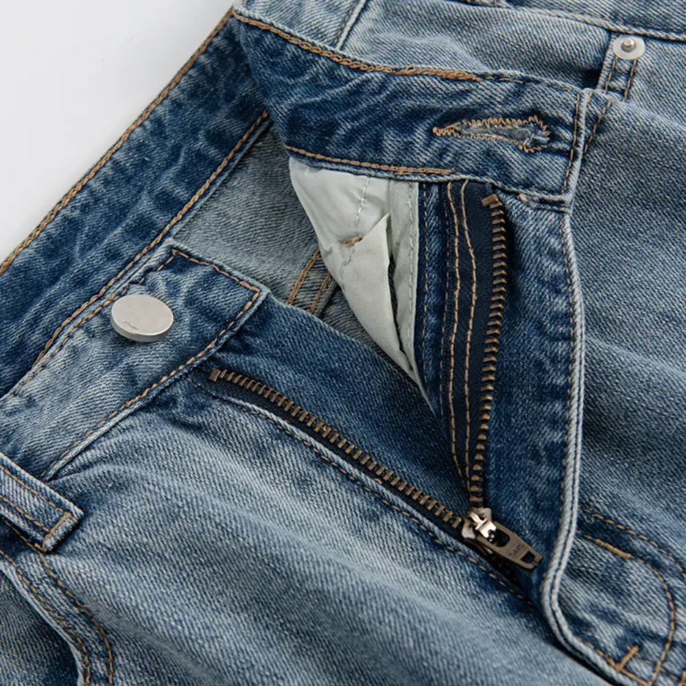 Women's Simple Washed Jeans high waist
