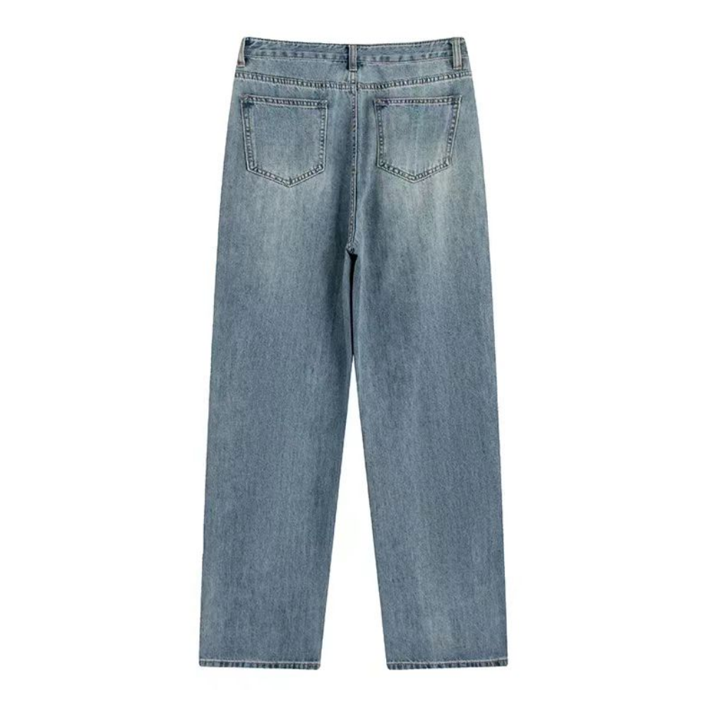 Women's Simple Washed Jeans high waist