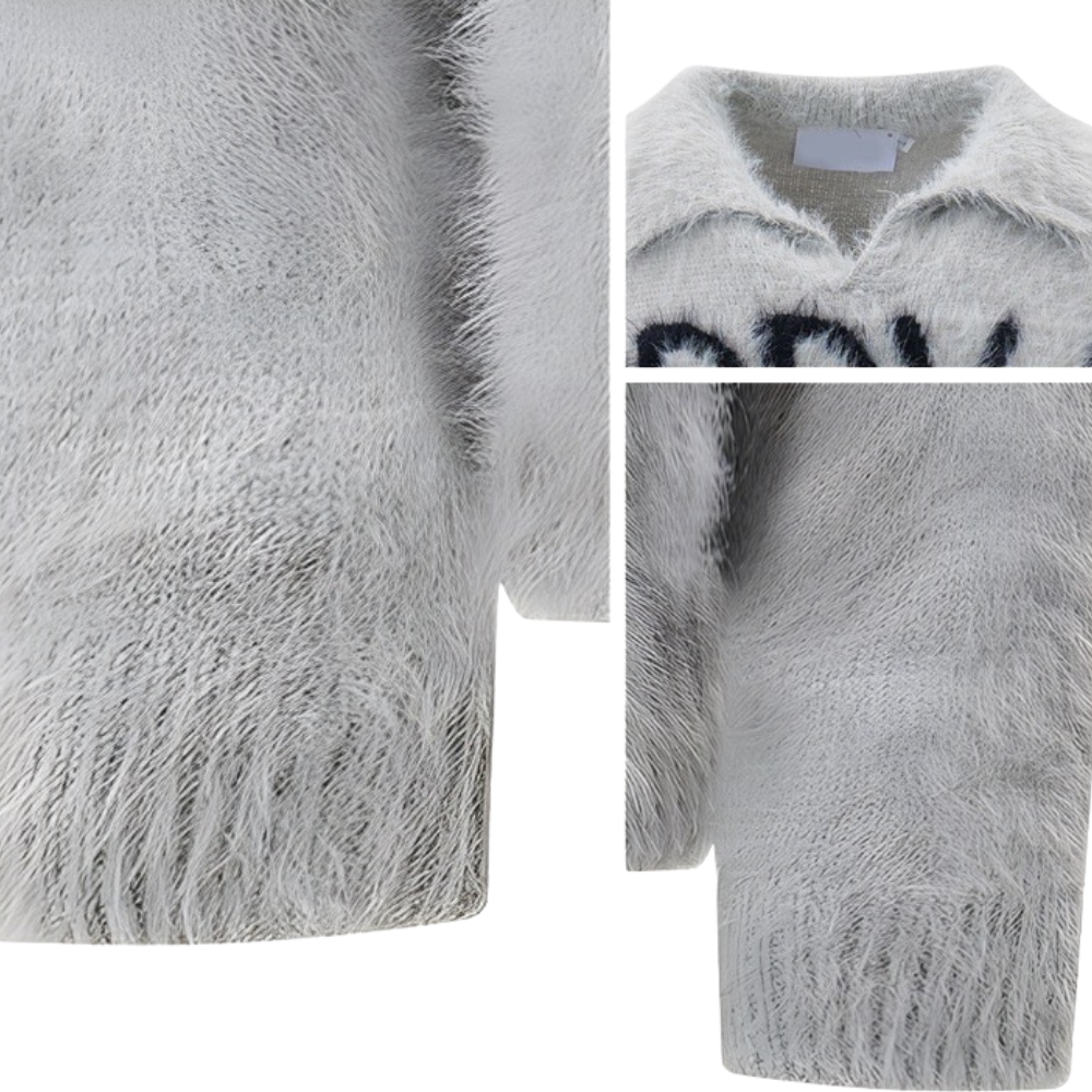 OOC' Vintage Contrast Faux Mink Lettering Sweater