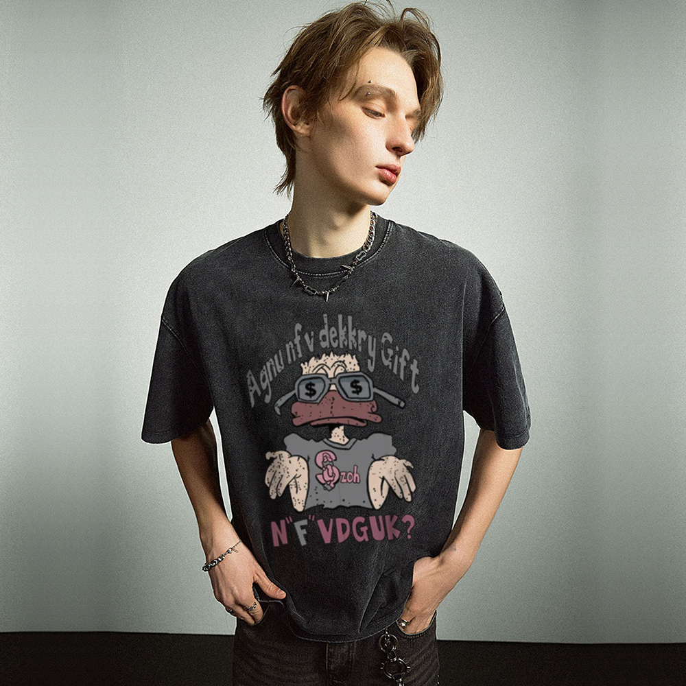 Fun Cartoon Duck Washed T-shirt