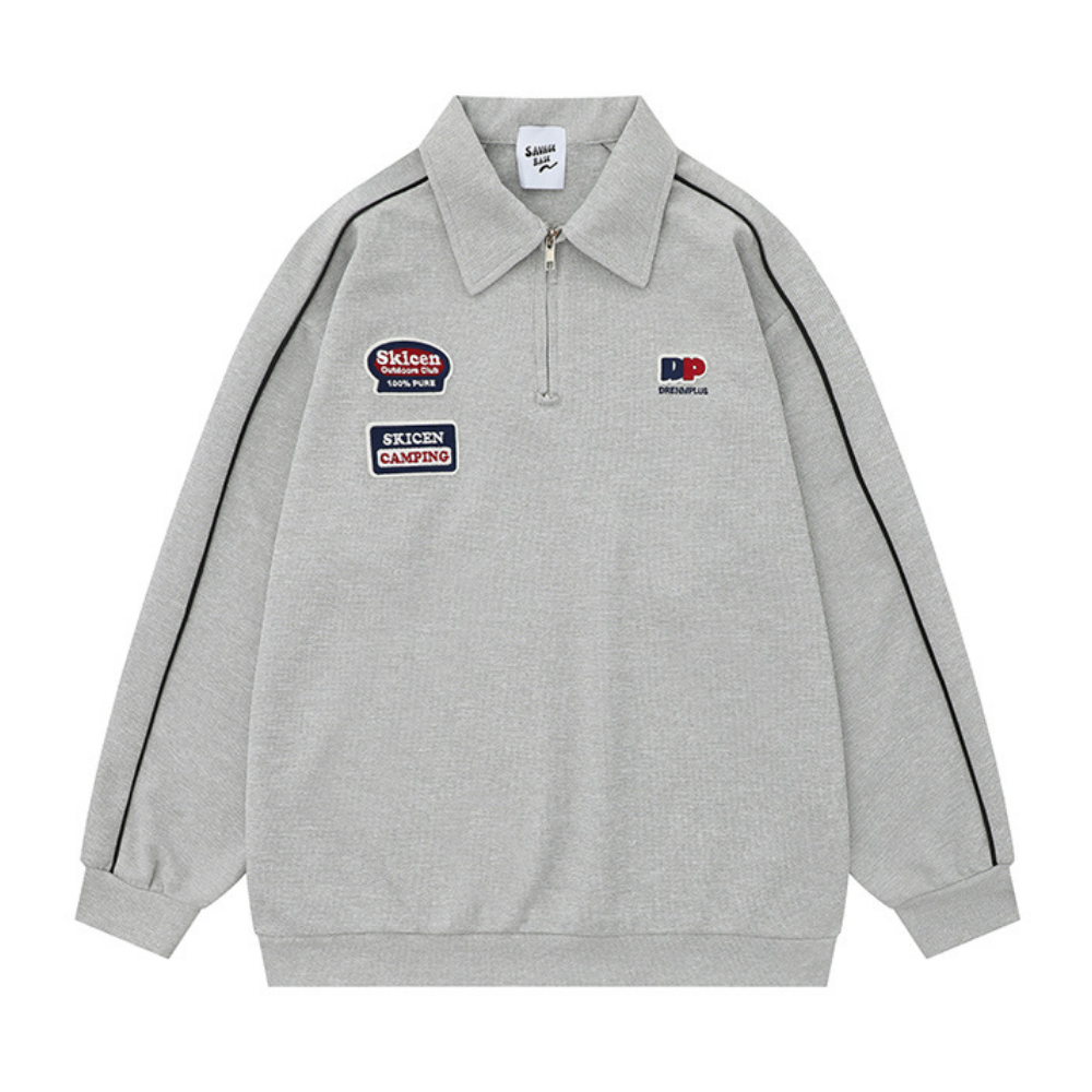 Preppy Badge Embroidered Sweatshirt