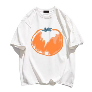 Simple Graffiti Tangerine Print T-shirt