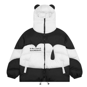 Panda-Paneled Windproof Hooded Coat