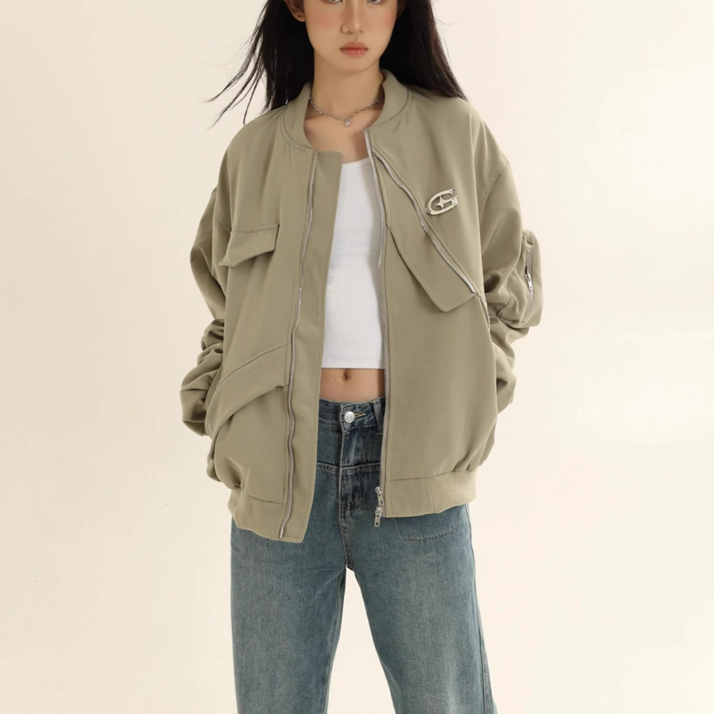 Vintage Irregular Pocket Design Jacket