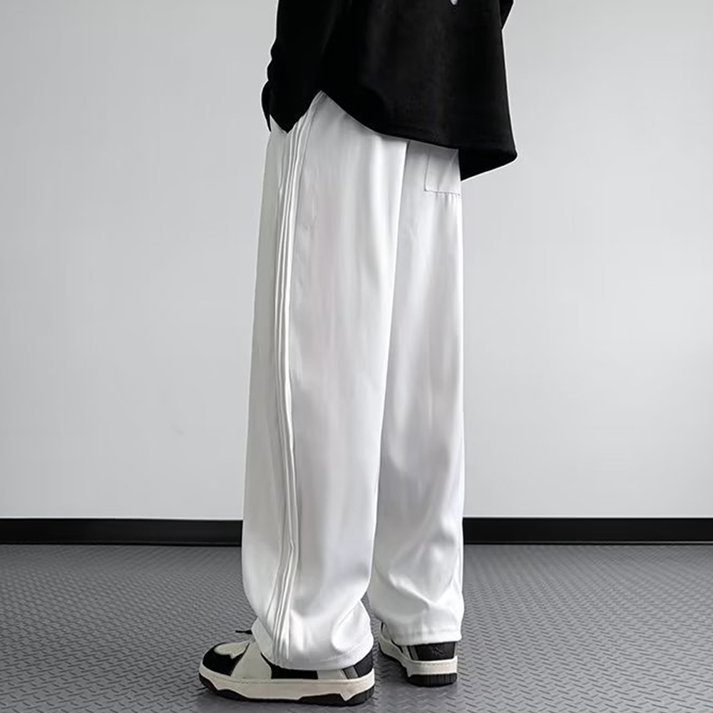 High street Retro Solid Color Straight Sweatpants