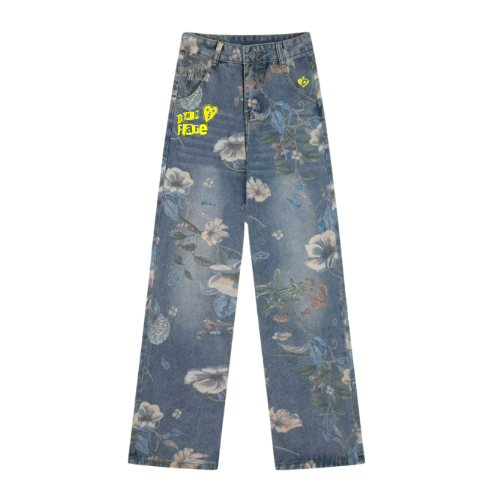 DF High Street Floral Print Wide Leg Jeans