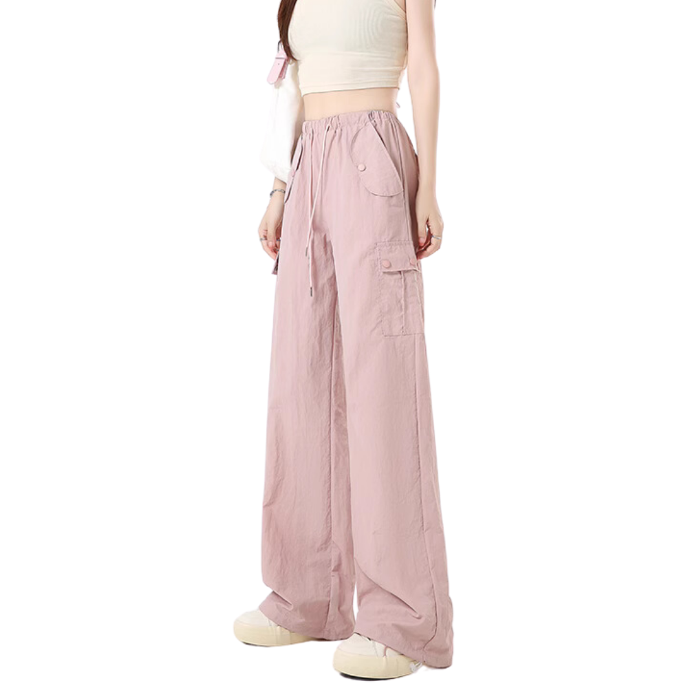 Women's American Spice Girl Solid Color Slim Cargo Pants
