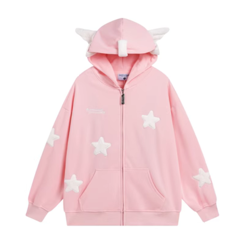 Solid Color 3D Stars Hoodie