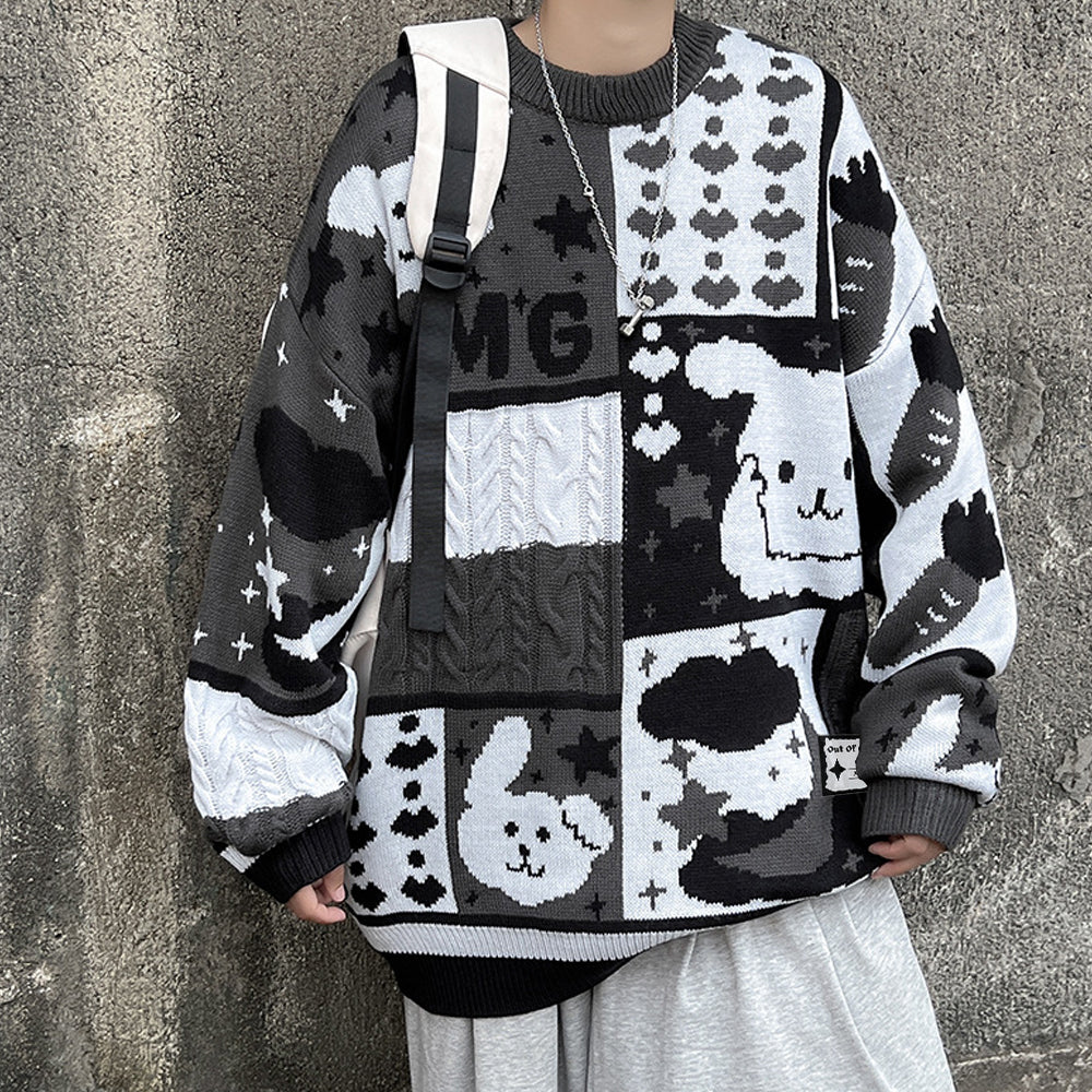 OOC' Cute Bunny Stitching Sweater