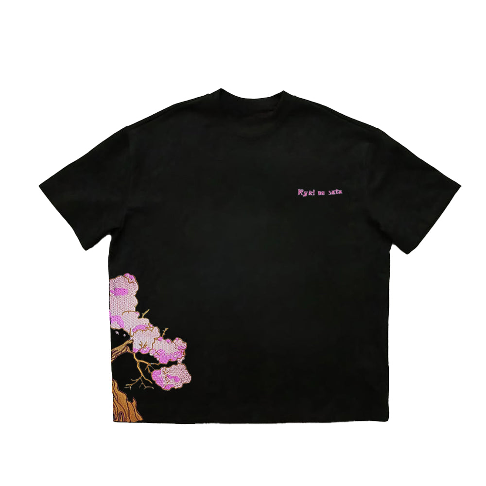 Evokyn Embroidered Tee with Sakura Blossom Tree