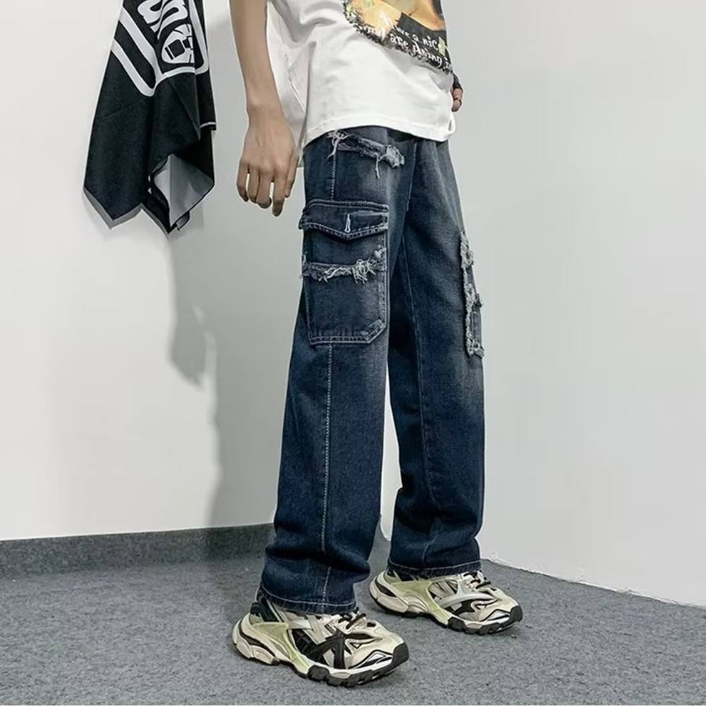 Vintage Wash Frayed Jeans