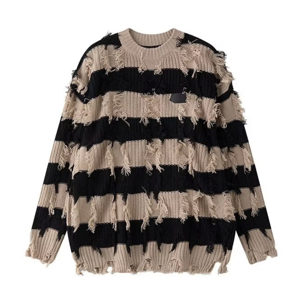 High Street Striped Fringed Sweater