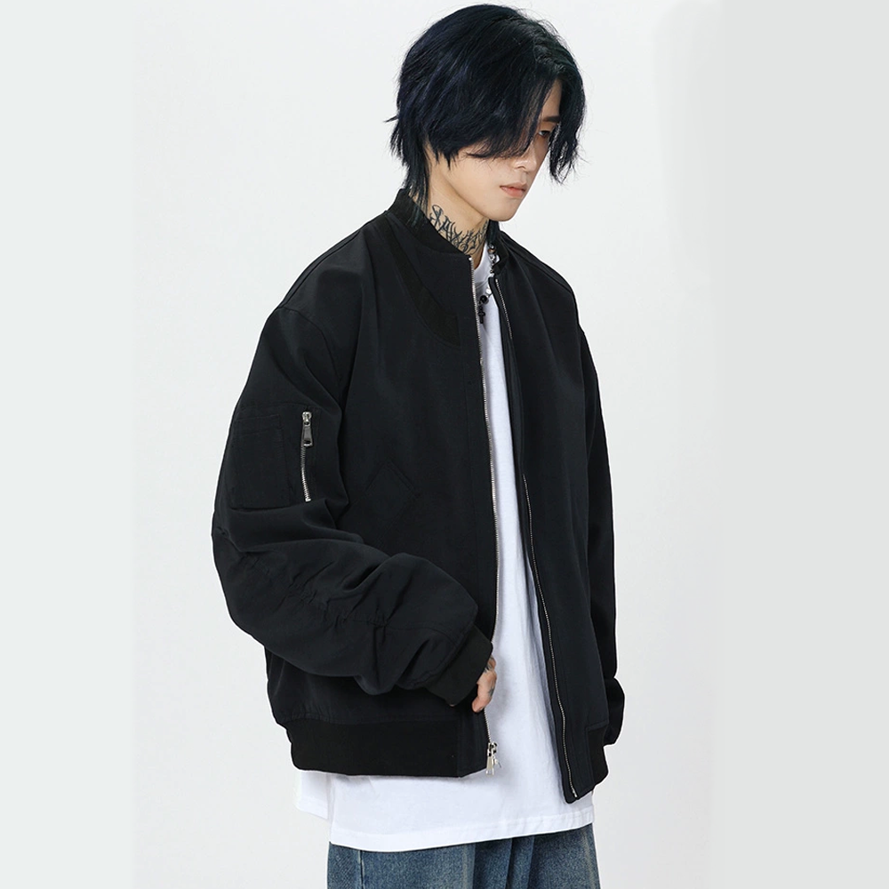 Simple Solid Color Baseball Collar Jacket