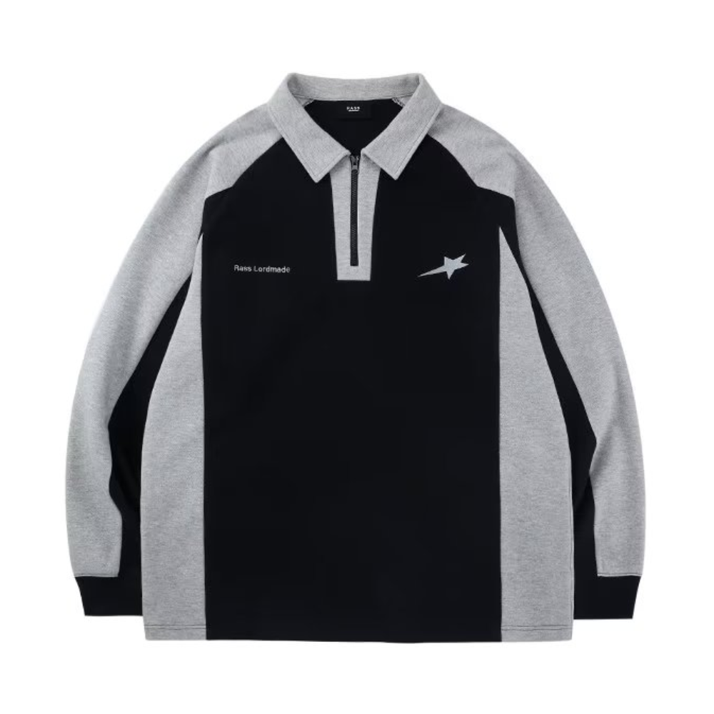 Vintage Star Stitching Lapel Sweatshirt