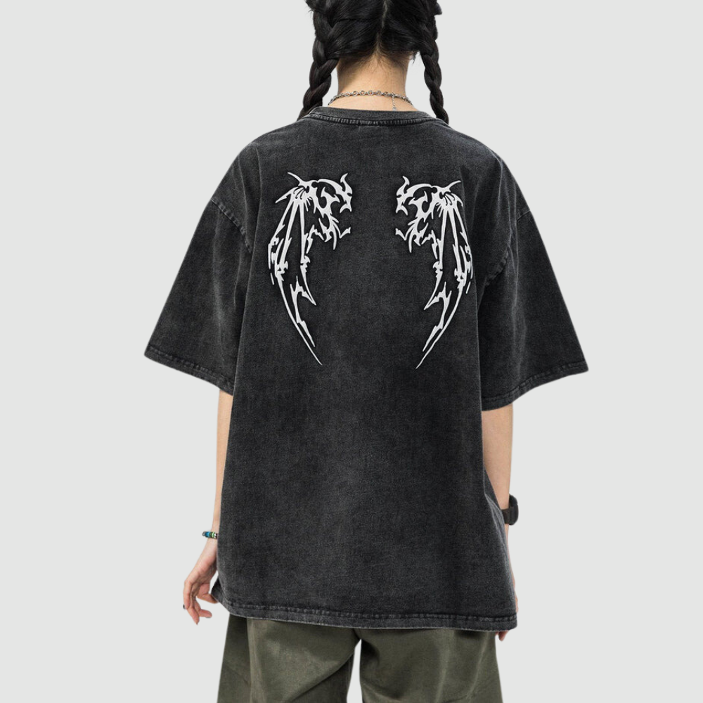 High Street Wings Print Washed T-Shirt