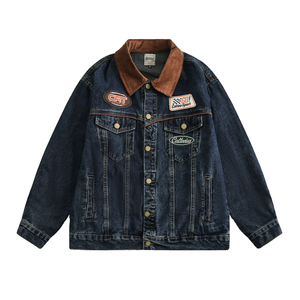 Retro Washed Denim Biker Jacket