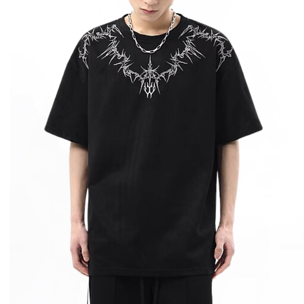 Suede Magic Pattern Embroidered T-Shirt