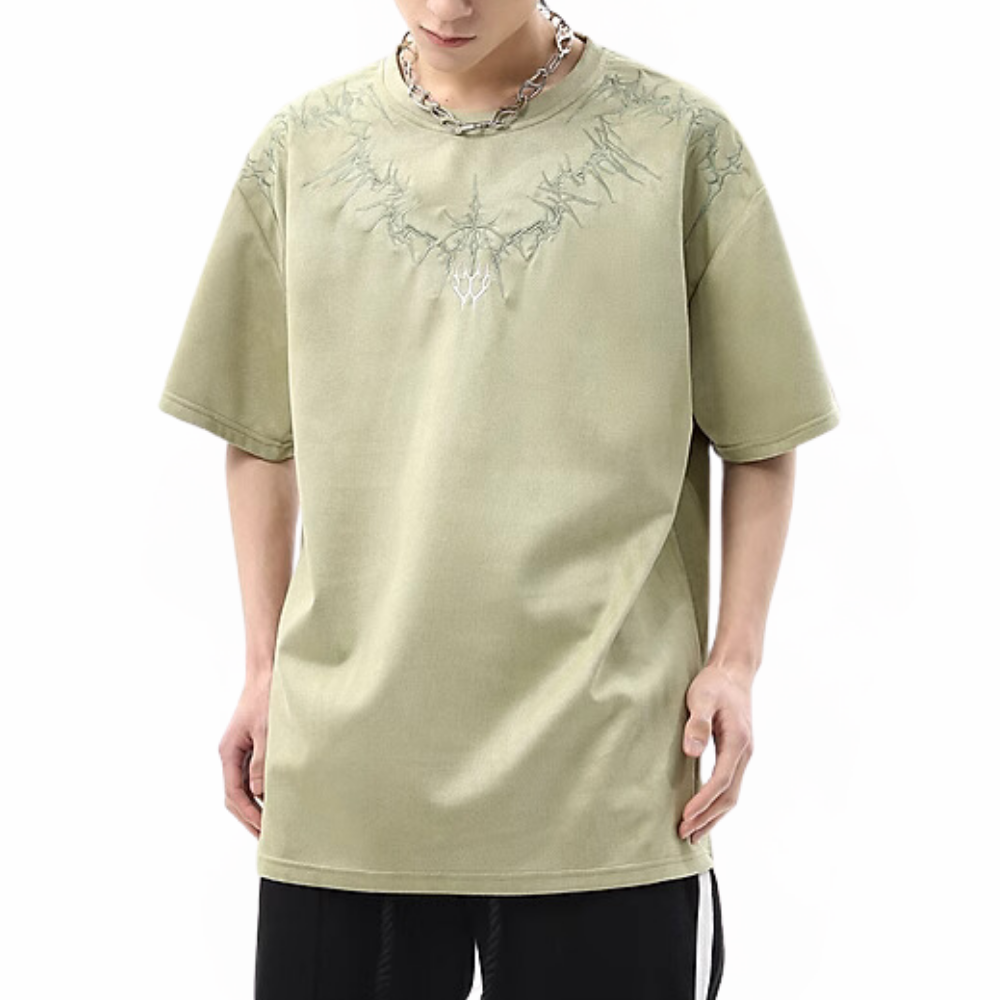 Suede Magic Pattern Embroidered T-Shirt