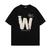 W Plush Embroidered Lettering T-shirt