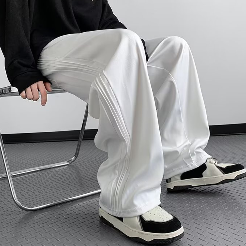 High street Retro Solid Color Straight Sweatpants
