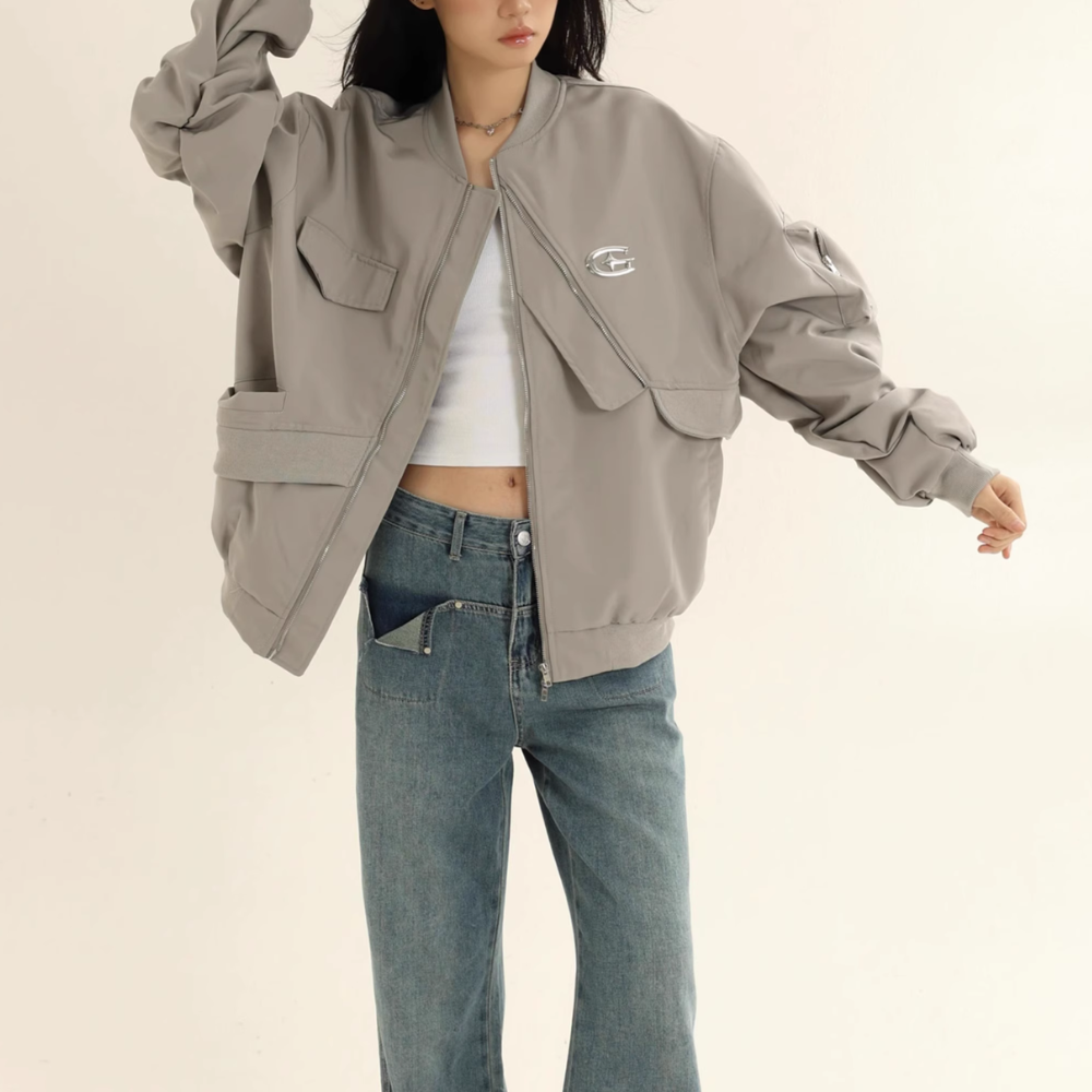 Vintage Irregular Pocket Design Jacket