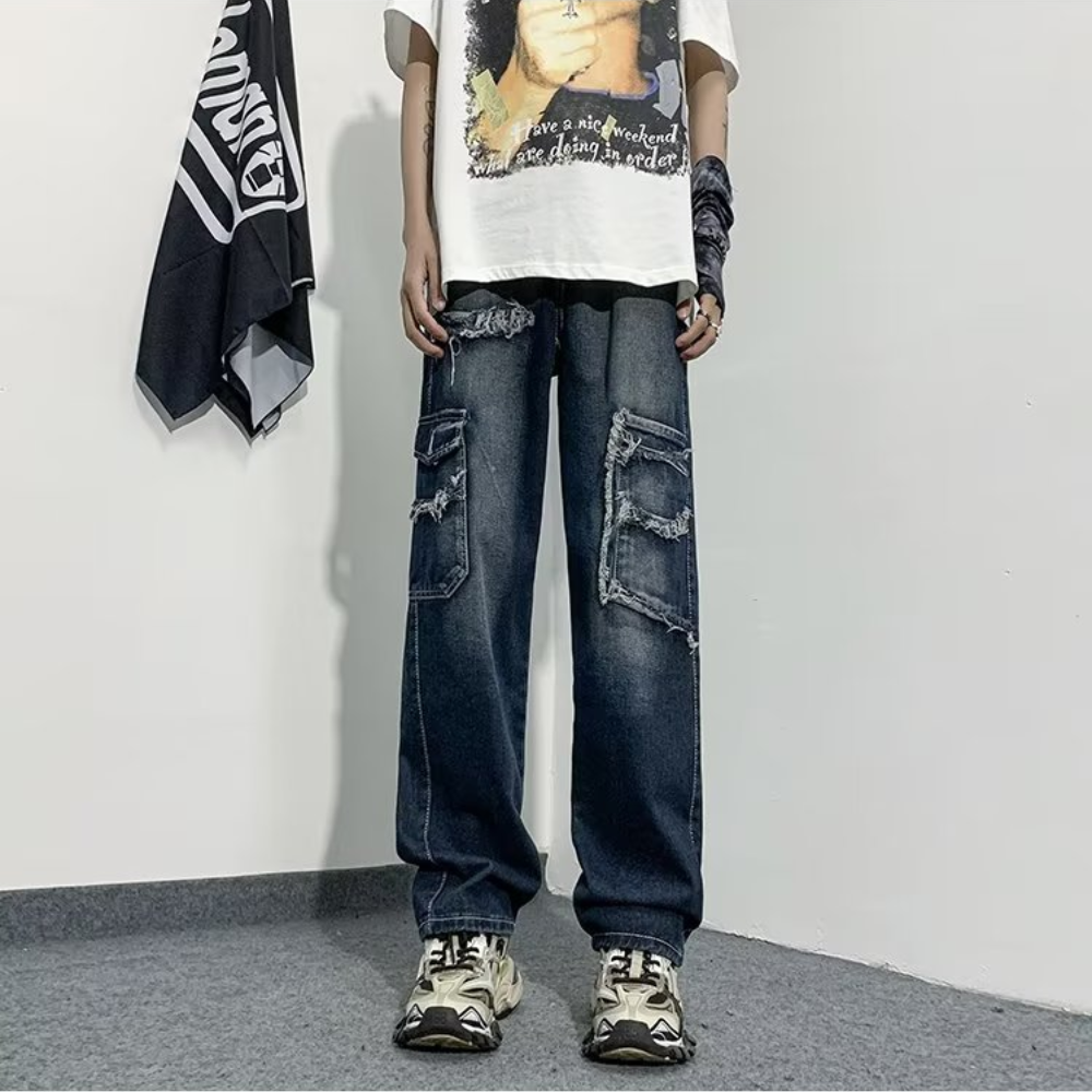 Vintage Wash Frayed Jeans