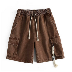 Urban Solid Drawstring Cargo Shorts